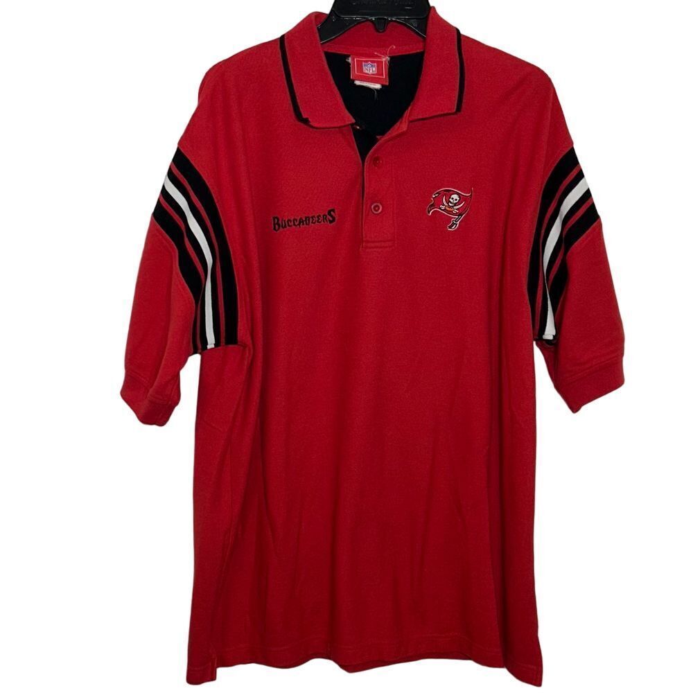 EUC NFL Tampa Bay‎ "Buc's" Buccaneer's Red/Black/White Polo Shirt Size XL